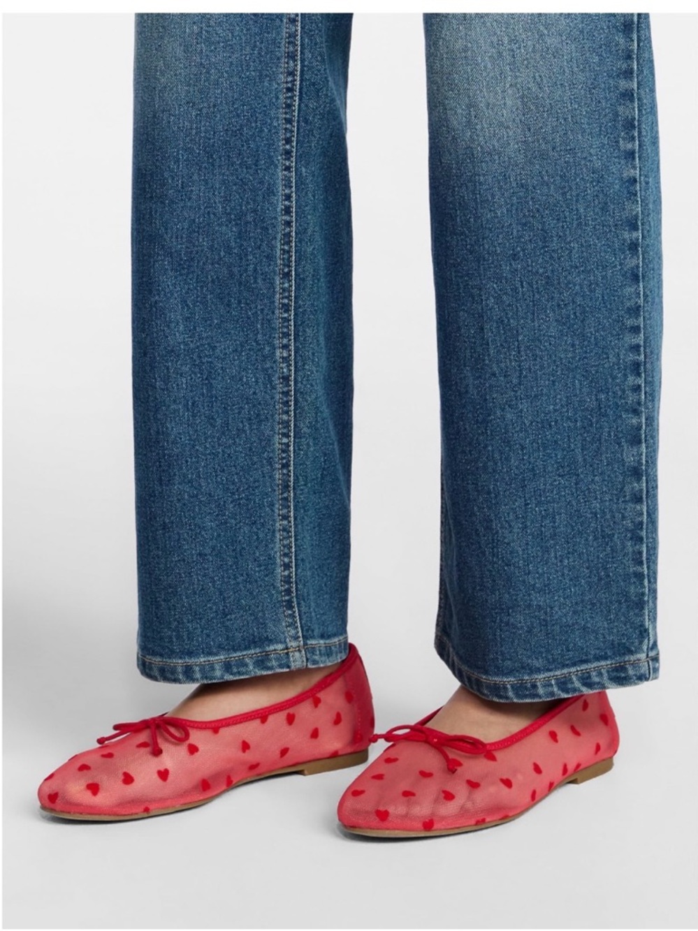 No Boundaries Red Heart Mesh Ballet Flats